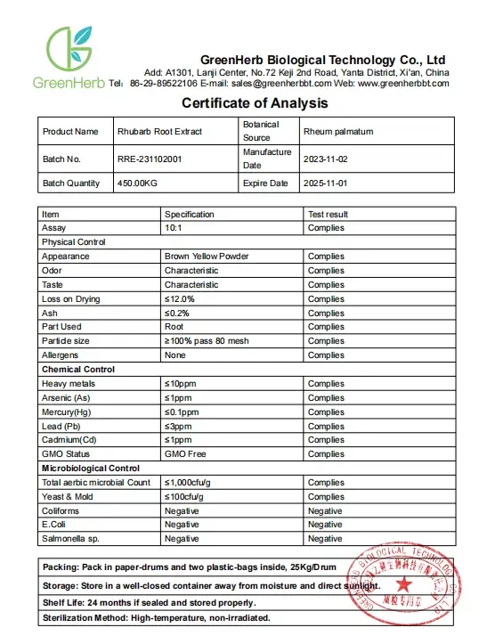 Rhubarb Root Extract Powder