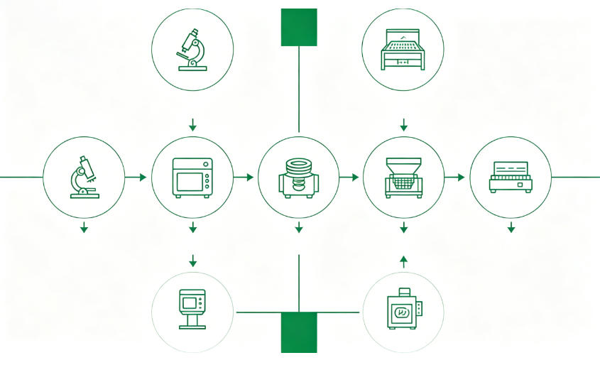 Physical milling process flowchart for cochineal powder production