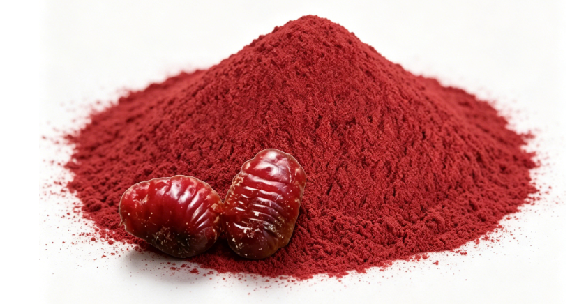 Dark red Cochineal Powder fine particle detail