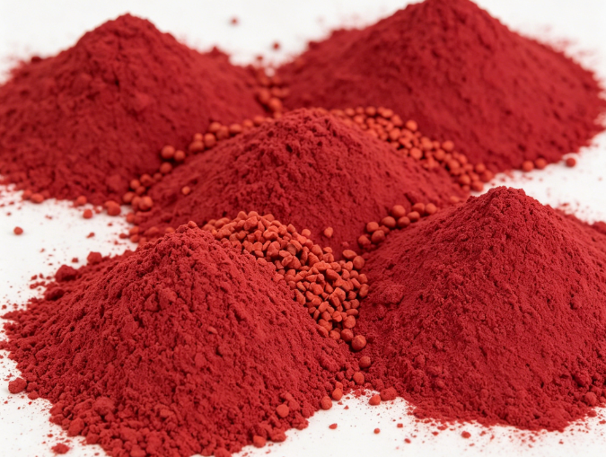 Deep orange Annatto Seed Powder fine particle detail