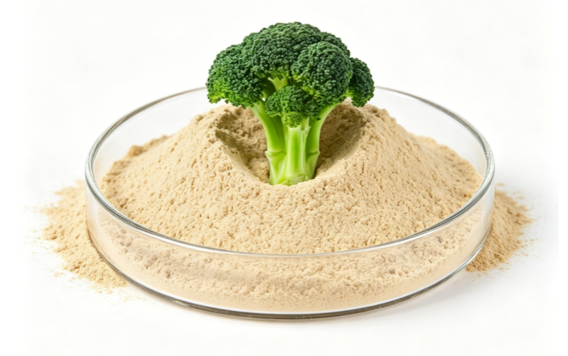 Deep green Broccoli Powder fine particle detail