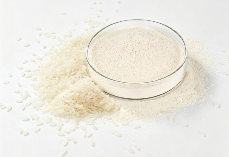 Light beige Rice Protein Powder fine particle detail
