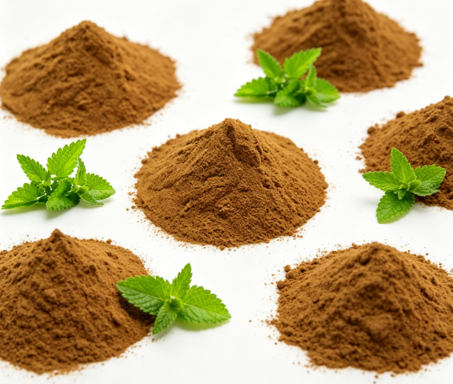 Dark green Nettle Leaf Extract fine powder detail
