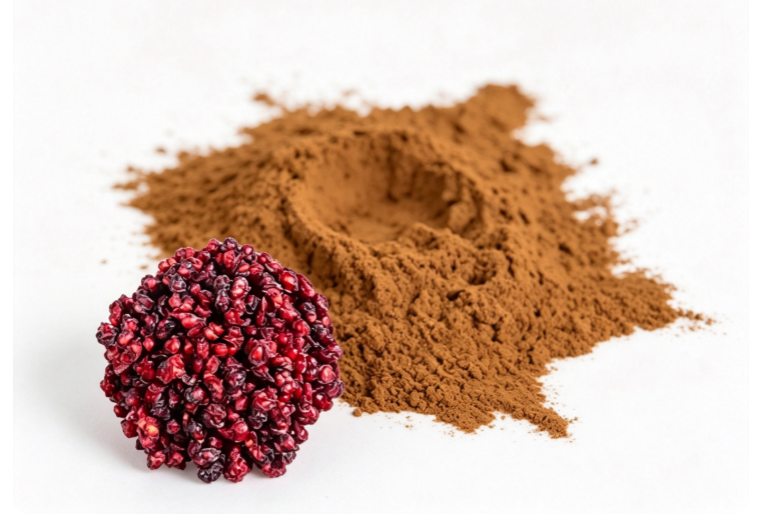 Schisandra chinensis fresh five-flavor berry macro photography
