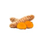 Curcuma longa fresh rhizome cross-section macro photography