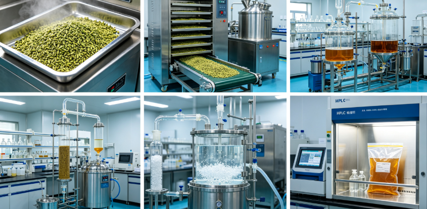 cold ethanol extraction and recrystallization process flow for quercetin
